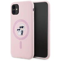 Karl Lagerfeld silikoninis Karl&Choupette Magnetinis dėklas telefonui iPhone 11 - rožinis