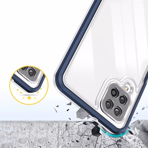 Skaidrus 3in1 dėklas telefonui Samsung Galaxy A22 4G rėmelis gelis mėlynas