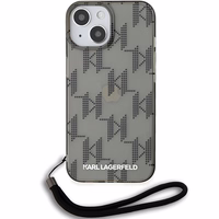Karl Lagerfeld IML Mono KL Pattern & Cord dėklas telefonui iPhone 15 / 14 / 13 - juodas