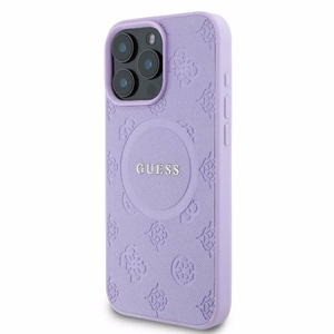 Guess Saffiano Bijūnas Klasikinis Logotipas Magnetinis dėklas telefonui iPhone 16 Pro Max - violetinis