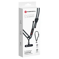 FORCELL F-DESIGN S10X165 kryžminė telefono virvelė su reguliuojamu ilgiu (maks. 82,5cm kilpoje) juoda