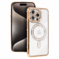 Bling Magnetinis dėklas telefonui Iphone 16 Pro auksinis