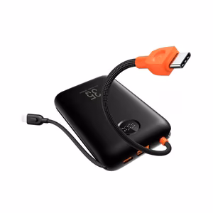 Veger K2 (W2068) 20000 mAh powerbank'as 35W PD QC3.0 su integruotais USB-C ir Lightning laidais, juodas