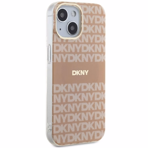 DKNY IML Mono ir juostelės Magnetinis dėklas iPhone 15 Plus / 14 Plus - rožinė