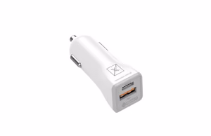 Automobilinis įkroviklis MX KAPPA 18W PD+QC, USB-A+C + C/C laidas 20W PD, baltas