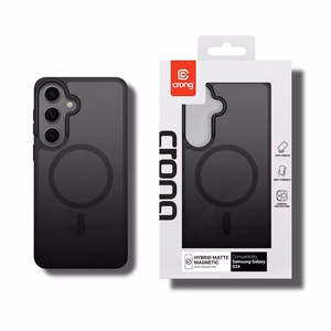 Crong Hybrid Matte Magnetic MagSafe dėklas, skirtas Samsung Galaxy S24, juodas