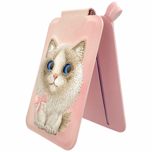 Nimmy New Big-Eye Cute Pets 2.0 Cat magnetinis „MagSafe“ kortelių dėklas telefonui su stovu – rožinis