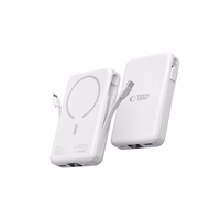 Tech-Protect LifeMag PB31 išorinė baterija su MagSafe 10000mAh 15W USB-C / USB-A / įmontuotu USB-C / Lightning kabeliais - balta