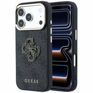 GUESS GUE005482 (PU FW Resin Logo) dėklas, skirtas iPhone 18 Pro Max / 17 Pro Max, spalva – juoda