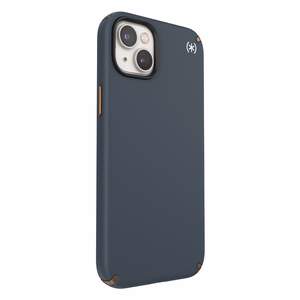 Speck Presidio2 Pro case for iPhone 15 Plus / 14 Plus, with Microban antimicrobial protection, Charcoal / Cool Bronze / Slate