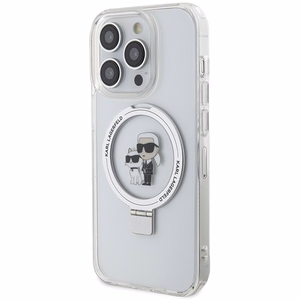 Karl Lagerfeld Magnetinis dėklas telefonui su žiediniu stovu Karl&Choupette MagSafe iPhone 13 Pro / 13 - baltas