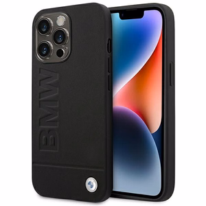 Dėklas BMW BMHCP14XSLLBK iPhone 14 Pro Max 6.7 "juodas / juoda Odinis Antspaudas