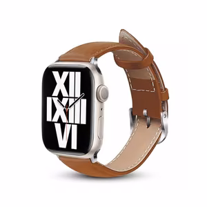 Crong Noble Band natūralios odos dirželis, skirtas Apple Watch 38 / 40 / 41 mm ir 42 mm (Series 10 / 11), mokos spalvos