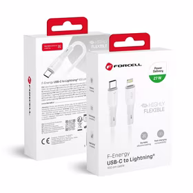 FORCELL F-ENERGY C346 kabelis Type C į Lightning PD 3A 27W Silicone 1 m baltas
