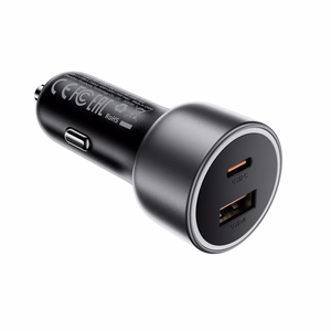 Acefast B21 75 W USB-C + USB-A automobilinis įkroviklis, juodas