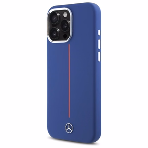 Mercedes silikoninis raudona juosta Magnetinis dėklas telefonui iPhone 16 Pro Max - tamsiai mėlynas