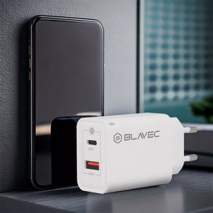 Blavec sieninis įkroviklis BC-5 GaN - USB + Type C - PD QC 45W 3A (TCBC5G-UCW453A) baltas