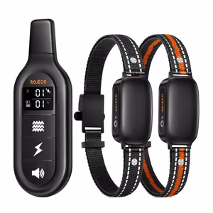 RojecoPD521 1000m Dog Training Collar with 2 collars (black)