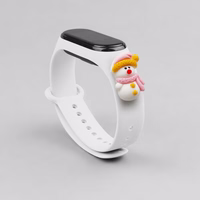Dirželis Xmas Xiaomi Mi Band 3 / 4 Kalėdinis silikoninis dirželis apyrankė su sniego seniu - balta