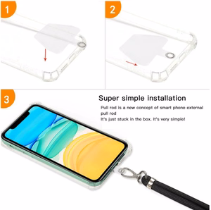 Universalus kaklo dirželis telefonams tamsiai mėlynas