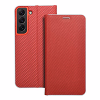 Dėklas telefonui LUNA Book Carbon skirtas SAMSUNG S22 - raudonas
