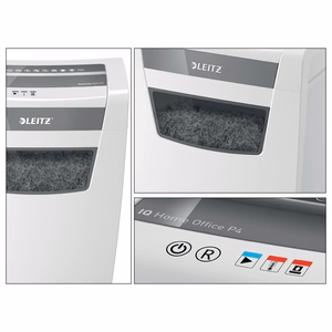 Leitz IQ Home Office P-4 dokumentų smulkintuvas, pjaustymas dalelėmis, 22 cm, baltas