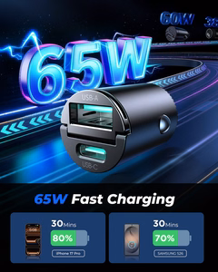 Automobilinis įkroviklis Joyroom JR-CCN18 USB-C/USB-A 65W juodas