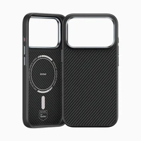 Benks magnetinis Armor Pro Kevlar dėklas su metaliniu rėmeliu 600D (A070) Iphone 17 Pro Max telefonui juodas (su fotoaparato valdymo mygtuku)