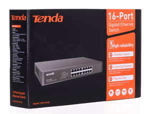 Tenda 16 prievadų Gigabit Ethernet komutatorius, nevaldomas, mėlynas