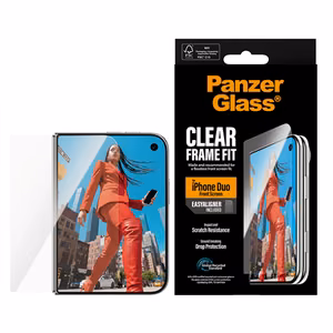 Skaidri stiklinė ekrano apsauga PanzerGlass FrameFit su EasyAligner, skirta Apple iPhone Duo