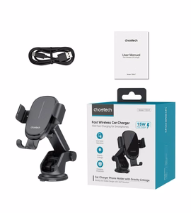 Automobilinis laikiklis-įkroviklis Choetech T203-F 15W Gravity Car Charger Holder juodas