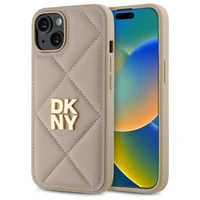 DKNY Quilted Stack Logo dėklas telefonui iPhone 14 - smėlio spalvos