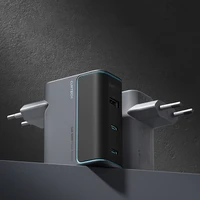 Cuktech CUKAD1003EUG GaN 100W sieninis įkroviklis 2 x USB-C 1 x USB-A su USB-C kabeliu - pilkas