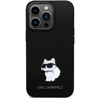 Karl Lagerfeld KLHCP14LSMHCNPK dėklas telefonui iPhone 14 Pro - juodas silikoninis C metalinis kaištis