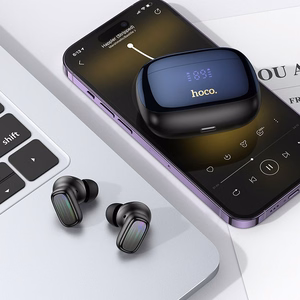 HOCO belaidės ausinės Bluetooth TWS ANC + ENC EQ20, juodos