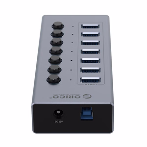"Orico BT2U3-7AB" koncentratorius 7x USB-A 3.0 su jungikliais - pilkas