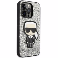 Karl Lagerfeld KLHCP14XGFKPG iPhone 14 Pro Max 6.7 "kietas dėklas sidabrinis / sidabrinis Blizgančios Dalelės Ikonik