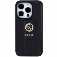 Guess dėklas telefonui su stovu Grip Stand 4G Saffiano Strass iPhone 15 Pro Max - juodas