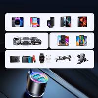 Automobilinis įkroviklis Joyroom "JR-CL25" juodas 17W (2xQC3.0 / with LED Lighting) + "Lightning" laidas 150cm