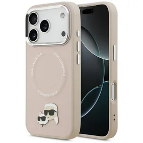 Karl Lagerfeld Karl & Choupette Pins MagSafe dėklas telefonui iPhone 17 Pro - rožinis