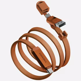 Laidas Energea Sheath Travel 2w1 USB-C į USB-C/USB-A 480Mbps 60W 1.2m oranžinis