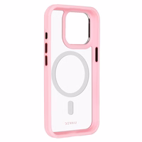 Liavec Hibridinis magnetinis skaidrus dėklas iPhone 15 Pro Max šviesiai rožinis