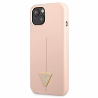 Guess GUHCP13SSLTGP iPhone 13 mini 5.4" rožinis kietas dėklas silikoninis trikampis