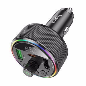 HOCO automobilinis FM siųstuvas Bluetooth 2 x USB A + Type-C PD QC3.0 30W E82 juodas