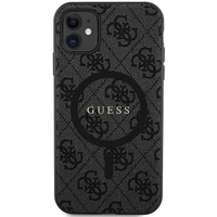 Guess GUHMN61G4GFRK iPhone 11 6.1" XR kietasis dėklas 4G Kolekcija Oda Metal Logo MagSafe - juodas