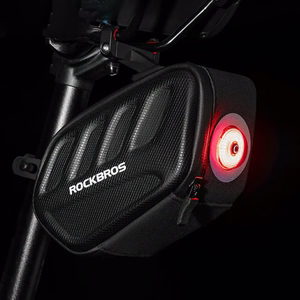 Rockbros C61 велосипедная подседельная сумка с умным задним фонарем 0.45L - черный