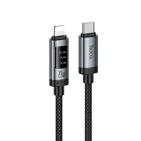 Duomenų kabelis su skaitmenine indikacija USB C į Lightning Hoco PD 27W 1,2 m U148 juodas