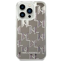Karl Lagerfeld KLHCP14LLMNMS iPhone 14 Pro 6.1 kietasis dėklas sidabrinis skystas blizgutis Monogram