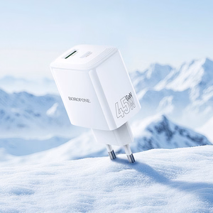 Borofone sieninis įkroviklis BN30 Cargador GaN - USB + Type C - QC 3.0 PD 45W baltas