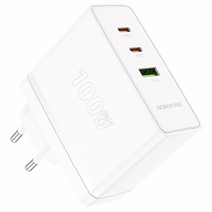 Borofone sieninis įkroviklis BN11 Imperial - USB + 2xType C - QC 3.0 PD 100W baltas